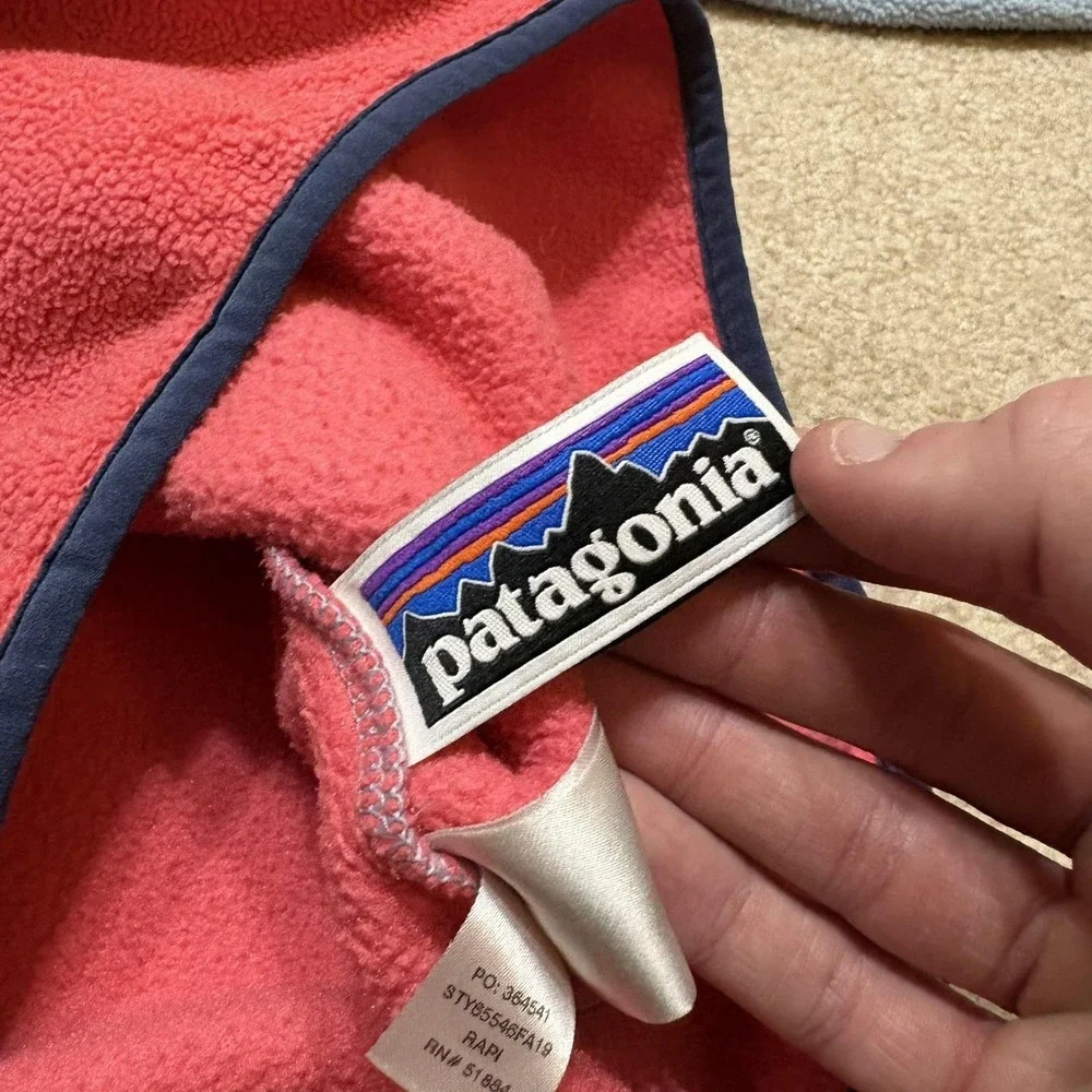 Patagonia Synchilla Fleece Jacket‎ Youth Large 12 Blue Red Snap-T Colorblock